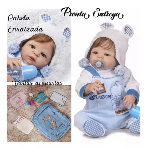 Bebê Reborn Menino Realista 100% Silicone + Itens e Bolsa