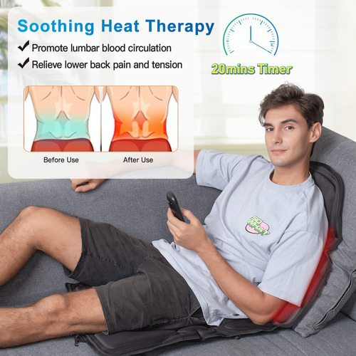 Cojín De Masaje Silla Calor, 10 Nodos De Vibración, C...