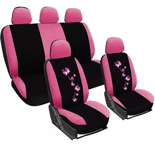 Funda Cubre Asiento Mariposa Flores Rosado Auto Envió Gratis