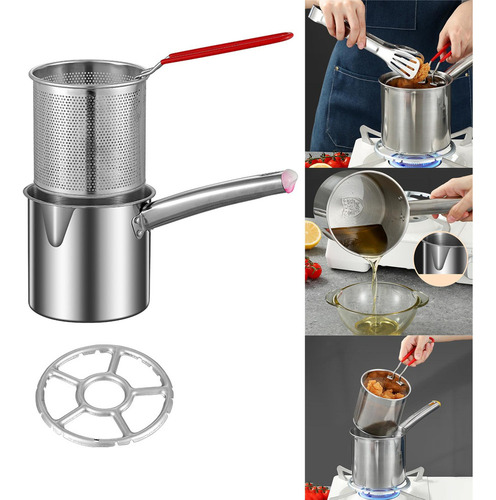 Qe1 Olla Freidora De Acero Inoxidable Con Cesta Cesta 1,2 L