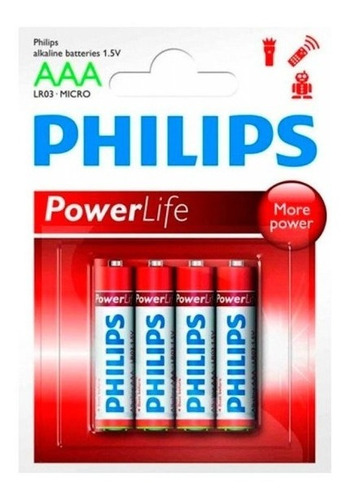 Pila Philips Alcalina Aaa Blister X 4 Pilas