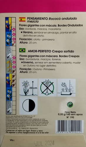 Imagen 2 de 2 de 160 Semillas Pensamiento Rococo Ondulado Mix Calidad Premium