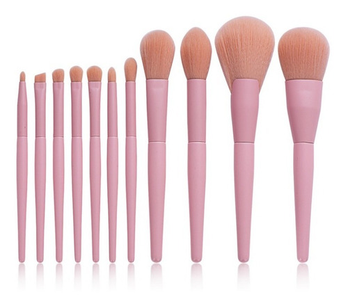 Brochas Para Maquillaje 11 Piezas Rosa