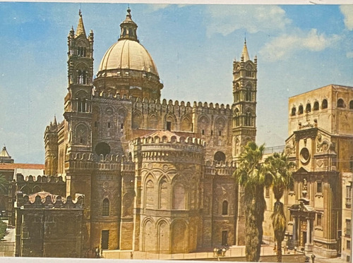 Antigua Postal, Catedral, Fachada, Palermo, Italia, 3p12