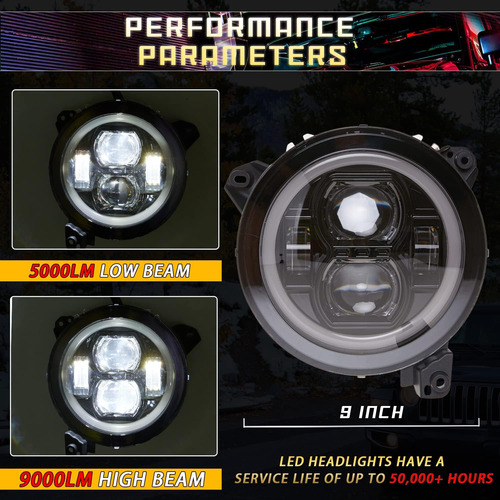 Faros Led Redondos Tykick Wrangler Jl De 9 Pulgadas Para ...