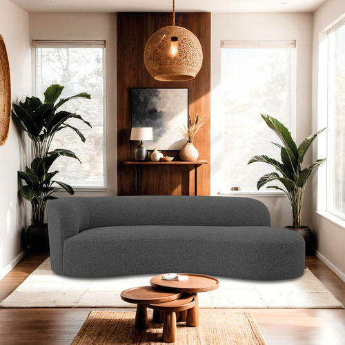 Divã Recamier Orgânico Tokyo 160cm Lado Direito Linho Cor Cinza-escuro