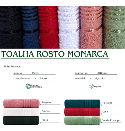Toalha De Rosto Monarca - 100% Algodão - 68x45cm