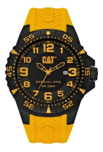 Reloj Caterpillar Hombre Sumergible Special Ops 2 Karbon Color De La Malla Amarillo/negro-amarillo