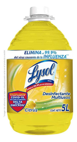 Lysol Limpiador Desinfectante Multiusos, Aroma Citrus, 5l