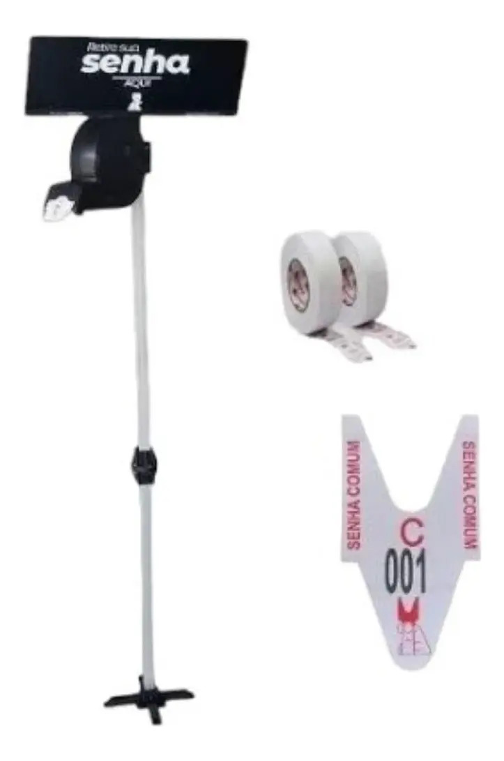 Kit Senhas Dispensador Bico de Pato Refil Placa e Pedestal Multeletronic PA000925