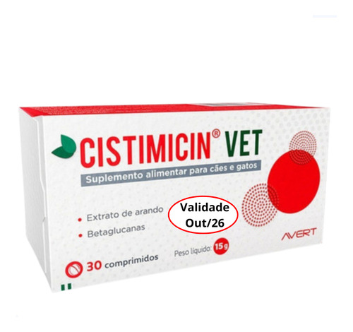 Cistimicin Vet 30 Comprimido Avert Suplemento Cães E Gatos