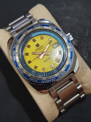 Reloj Vintage Atlantic Skkiper Hora Mundial ..impecable !! (Usado)