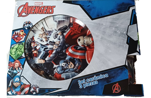 Set De 3 Piezas De Cerámica Avengers - Marvel - Plato - Taza