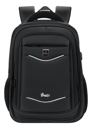 Mochila Notebook Executiva Bogdan Reforçada Grande Saída Usb Cor Preto Desenho Do Tecido Liso