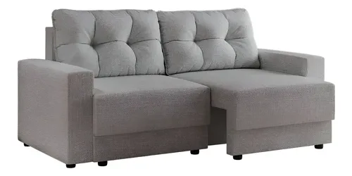 Sofá 3 Lugares ​Retrátil Lubeck Linho Cinza Liso