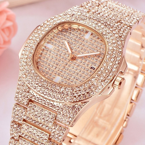 Moda Iced Out Reloj Hombres Diamante Acero Reloj
