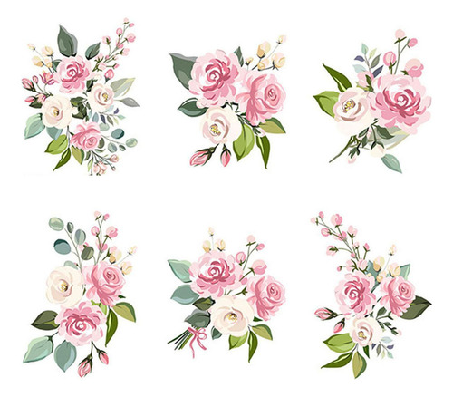 6 Piezas Pegatinas De Pared Para Bañera Flores Calcomanías