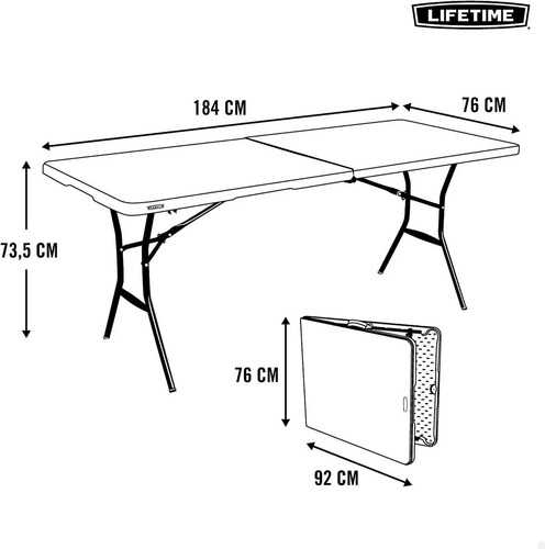 Mesa Portátil Rectangular Plegable Lifetime 1.8m Extrafuerte (Usado)