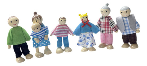 7 Piezas Miniatura People Set Figuras De Acción De Madera