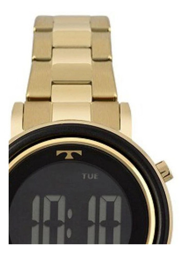 Relógio Feminino Digital Dourado Preto Aço Metal Bj3059ac/4p