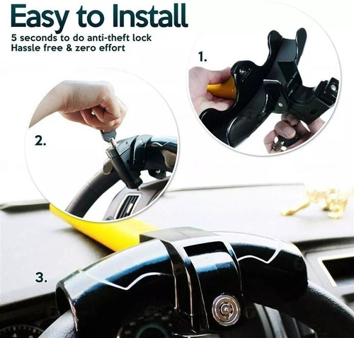 Traba Volantes Anti Robo Seguirdad Auto Tipo T Con 2 Llave