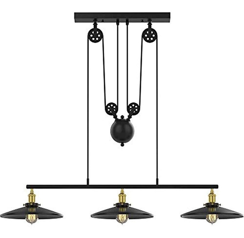 Winsoon Lámpara De 3 Cabezas Con Diseño De Poleas Creativo