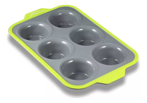 Molde Para Hornear Cupcakes De Silicona Antideherente Color Gris Con Verde