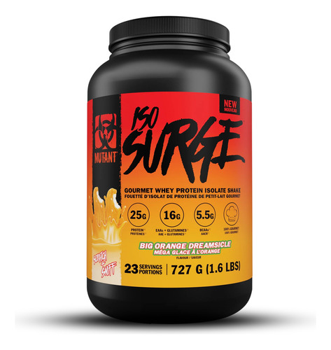 Proteína Iso Surge Mutant Naranja 727g Polvo 23 Porciones