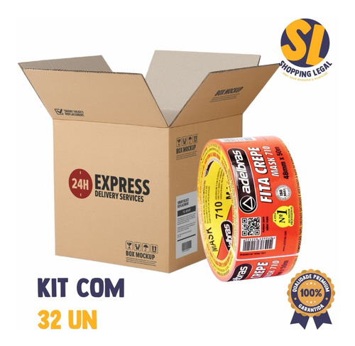 Imagem 2 de 5 de Fita Crepe 710 48mm X 50m Premium Adelbrás - Cx Com 32 Unid.