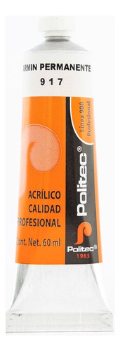 Pintura Acrílica Profesional Línea 900 Politec 60ml Color Carmin Permanente No 917