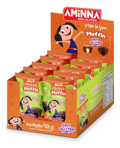 Muffin Chocolate O Show Da Luna Sem Glúten Sem Leite 10x40g