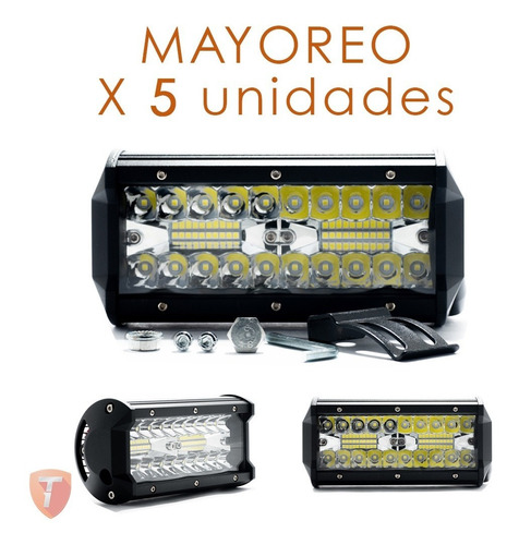 X5 Barra Led Blanco Ambar Estrob Premium 120w 12/24v Mayoreo