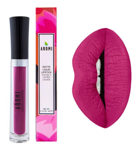 Aromi Lapiz Labial Liquido Fucsia Con Acabado Mate, Color Mo