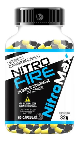 Suplemento Nitro Fire Termogênico Cafeína 420mg 60 Cápsulas