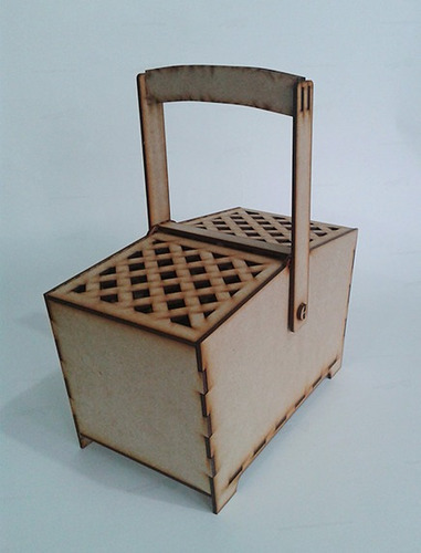 Canasta Picnic Mdf Caja Recuerdito Cajon Asa Lonchera Nf