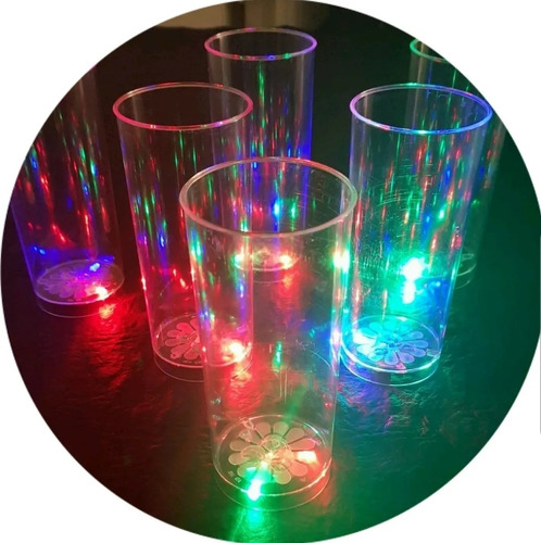 10 Vasos Trago Largo Luminosos Luz Led ! Fiestas , 15 Años