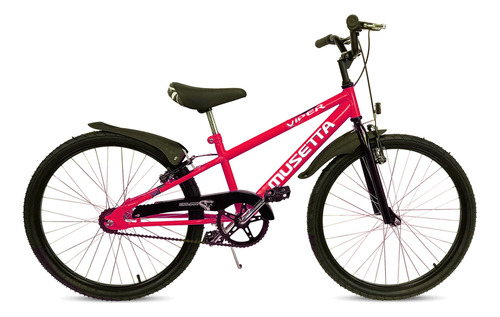 Bicicleta Infantil Nene Musetta Viper Rodado 24 Freno V-brakes Color Rojo Con Pie De Apoyo