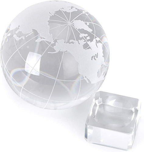 Imagen 2 de 3 de Globo Terraqueo Elaborado En Cristal Macizo