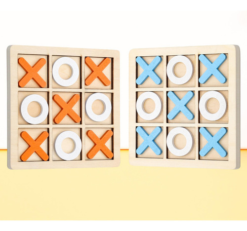 Jogo De Tabuleiro De Madeira Toe, 2 Conjunto Jogo Da Velha