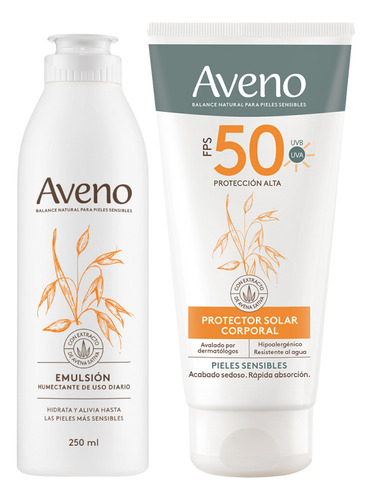 Aveno Set Emulsion Humectante 250ml + Solar Corporal Fps50