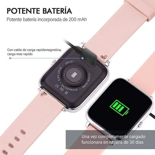 Imagen 4 de 7 de Reloj Inteligente P22 Deportivo (rosa + Negro)