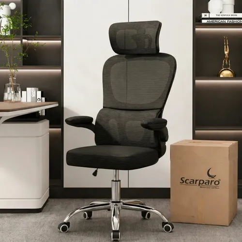 Cadeira Escritório Ergonômica Giratória Preto Scarparo Com Apoio ...