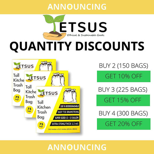 Bolsas De Basura Etsus Grandes Biodegradables, 75 Unidades,