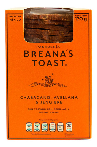 Breana's Toast Mini Pan Tostado Avellana Jengibre 170gr