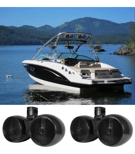 Rockville Dual Negro Marina Sistema Altavoz Torre Wakeboard