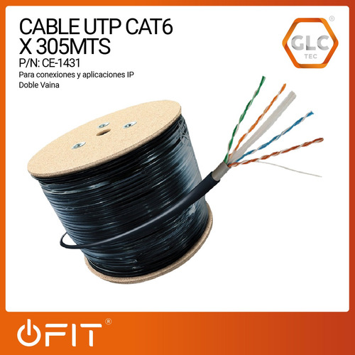 Imagen 2 de 10 de Cable Rollo Utp 305m Cat 6 Bobina Ethernet Exterior