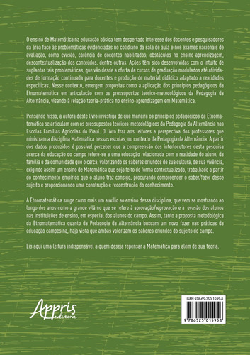 A Etnomatemática Aplicada a Pedagogia da Alternância nas Escolas Famílias Agrícolas do Piauí, de Alves, Cláudia Lúcia. Editorial Appris Editora e Livraria Eireli - ME, capa mole em português, 2021