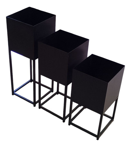 Vasos Cachepot Decoração (trio) Preto