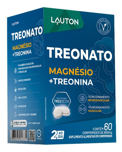 Magnésio Treonato Com 60 Cápsulas Sem Sabor