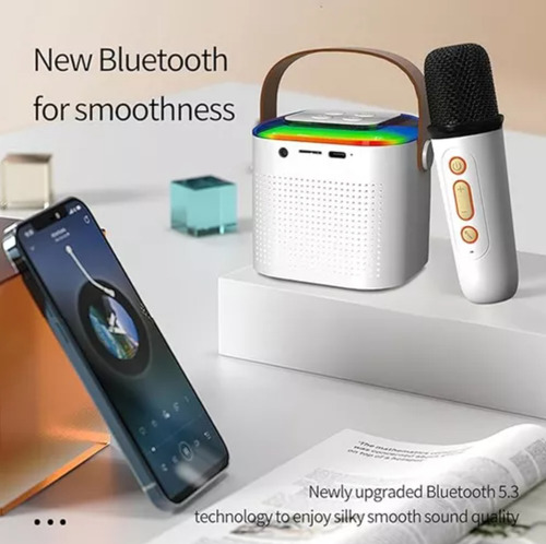 Micrófono Karaoke Bluetooth Portátil Con Altavoz Inalámbrico, Bocina Bluetooth Con Doble Micrófono Para Karaoke En Casa Y Al Aire Libre, Altavoz Mini Inalámbrico Con Micrófono Integrado